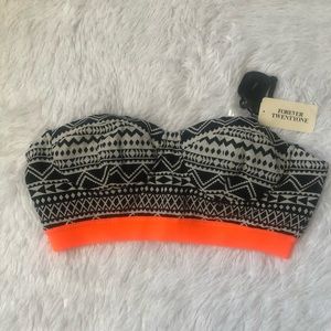 NWT Forever 21 Black White & Orange Corset M